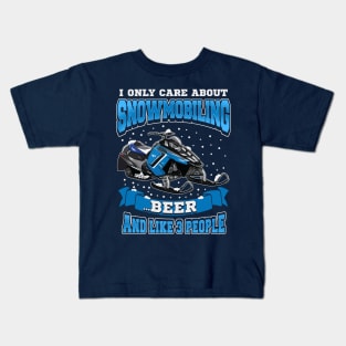 Snowmobile Snowmobiling Beer Funny Kids T-Shirt